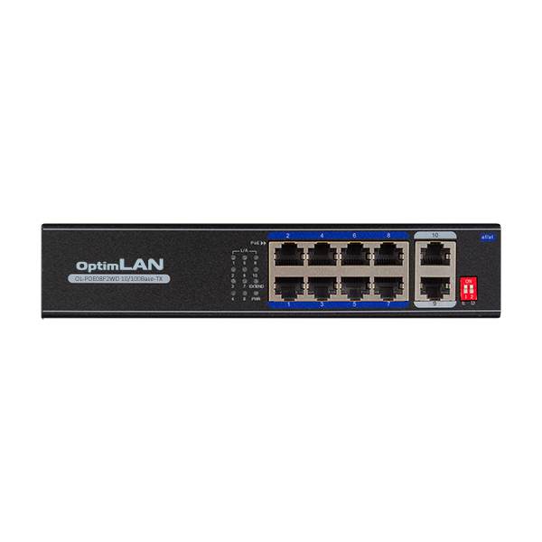 10 портовый с 8-РoЕ коммутатор OptimLAN OL-POE08F2WD