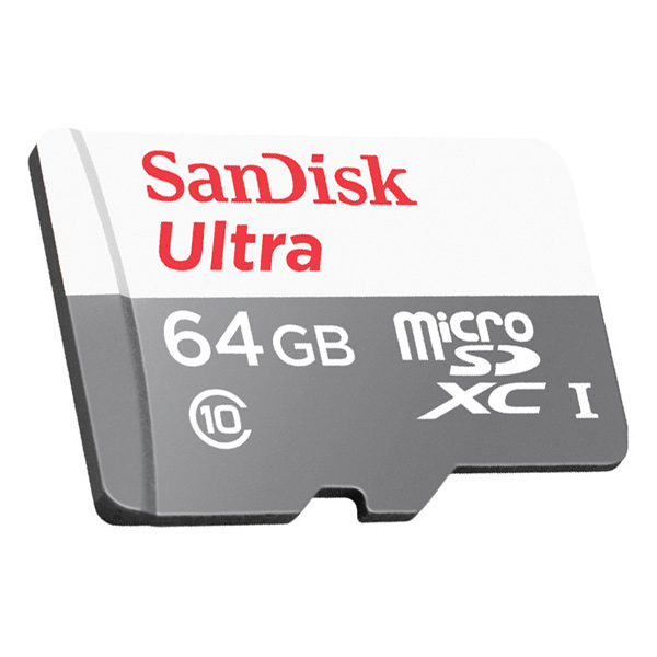 Карта памяти microSDXC UHS-I SANDISK Ultra 80 64 ГБ, 80 МБ/с, 533X, Class 10, SDSQUNS-064G-GN3MN