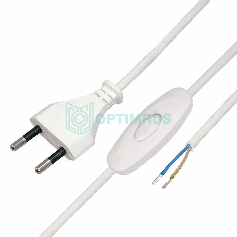 Шнур сетевой 1.8 м. С выключателем без розетки 2.5A-220V Белый. REXANT