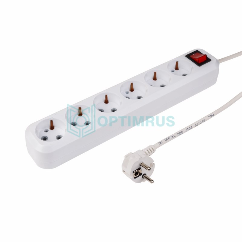 Сетевой фильтр 6 гнезд 1. 5м, 3х0,75мм² , с/з OPTIMA Белый PROconnect