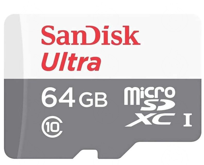 Карта памяти microSDXC UHS-I SANDISK Ultra Light 64 ГБ, 100 МБ/с, Class 10, SDSQUNR-064G-GN3MN