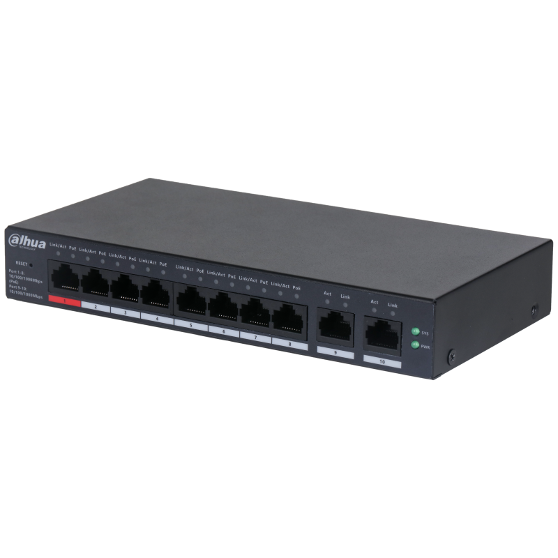 10 портовый с 8-РОЕ управляемый гигабитный коммутатор Dahua DH-CS4010-8GT-110