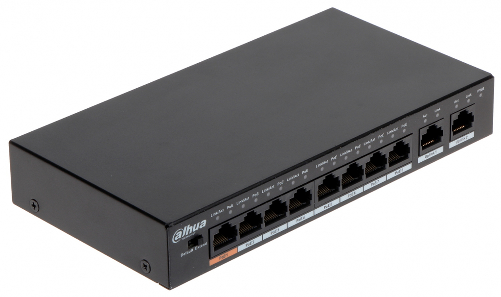 10 портовый с 8-РОЕ гигабитный коммутатор Dahua DH-PFS3010-8GT-96