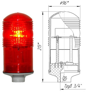 Заградительный огонь «ЗОМ-48LED» >32cd, тип «Б», 30-265V AC/DC, IP54