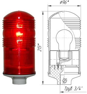 Заградительный огонь «ЗОМ 40Вт» >10cd, тип «А», 220V AC, IP54