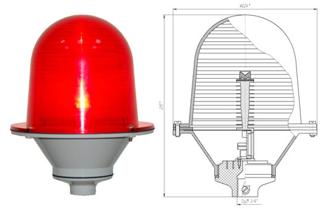 Заградительный огонь «ЗОМ-3» >10cd, тип «А», 30-265V AC/DC, IP54