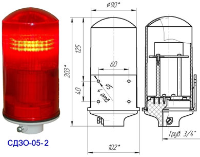 Заградительный огонь «СДЗО-05-2» >32cd, тип «Б», 220V AC, IP54